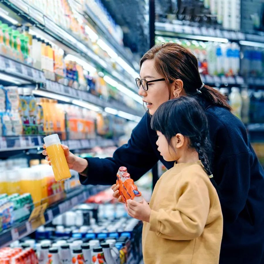 Consumer packaged goods on supermarket shelves